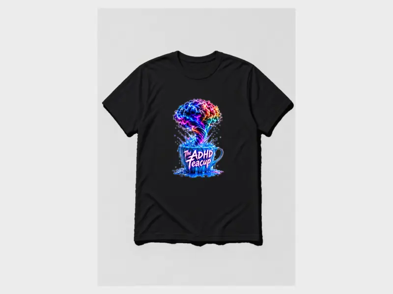 The ADHD Teacup Logo Tee, t shirt cover